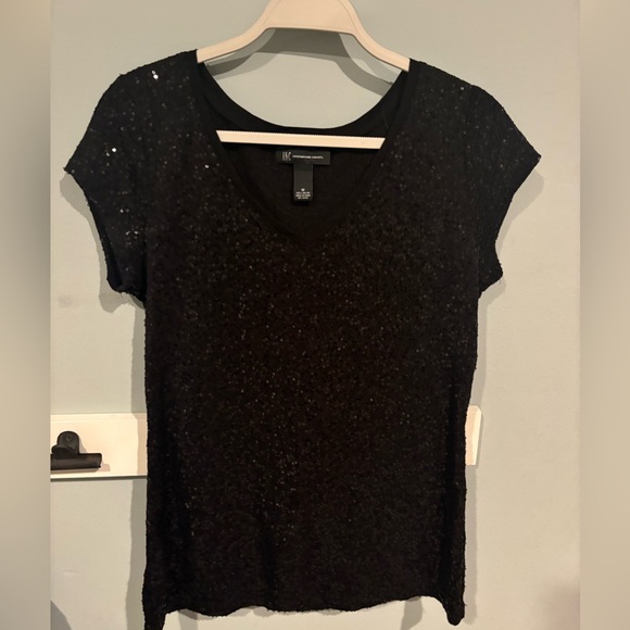 INC International Concepts Tops - Women's Holiday Sequence Short Sleeve Top - INC International Concepts -Size M